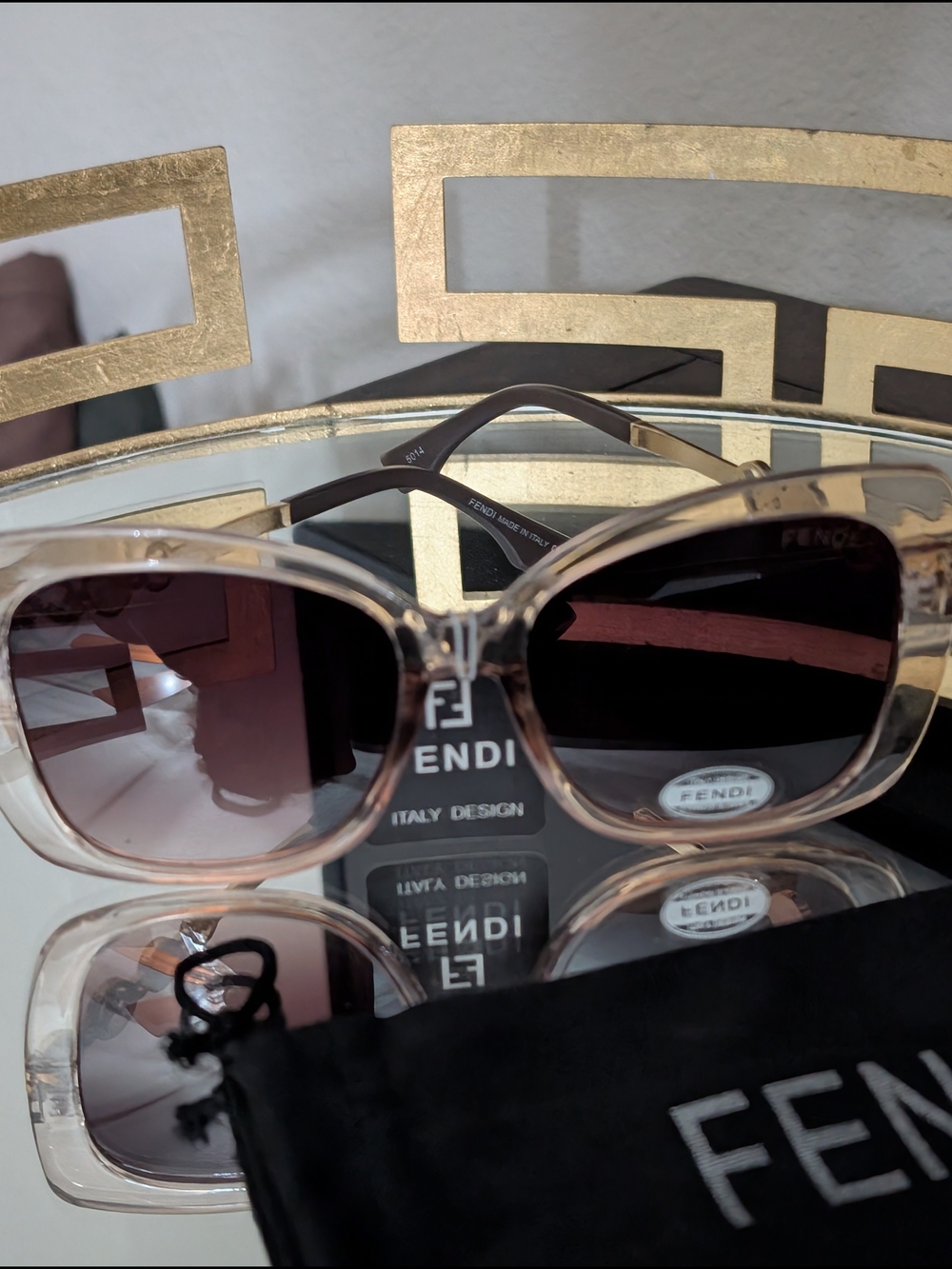 Fendi Clear Frame Sunglasses with Brown Gradient Lenses